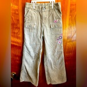 Carters Corduroy Embroidered Jeans Girls 6x Tan Flowers